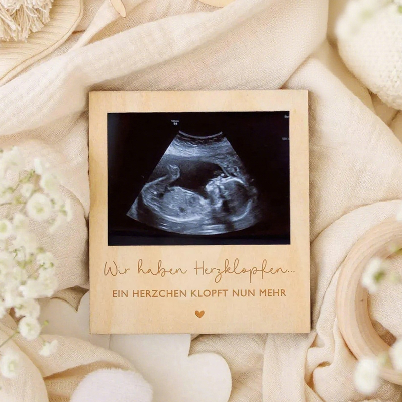 Engraved Wood Frame - Ultraschall Schwangerschaft Ankündigung Zeichen Holz Photobooth