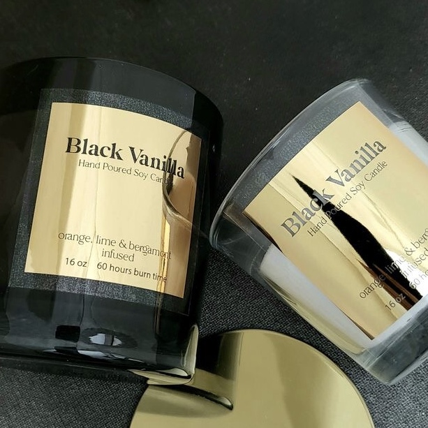 Personalised Candle Label - Benutzerdefinierte glänzende Gold-Silber-Aufkleber für kleine Unternehmen,