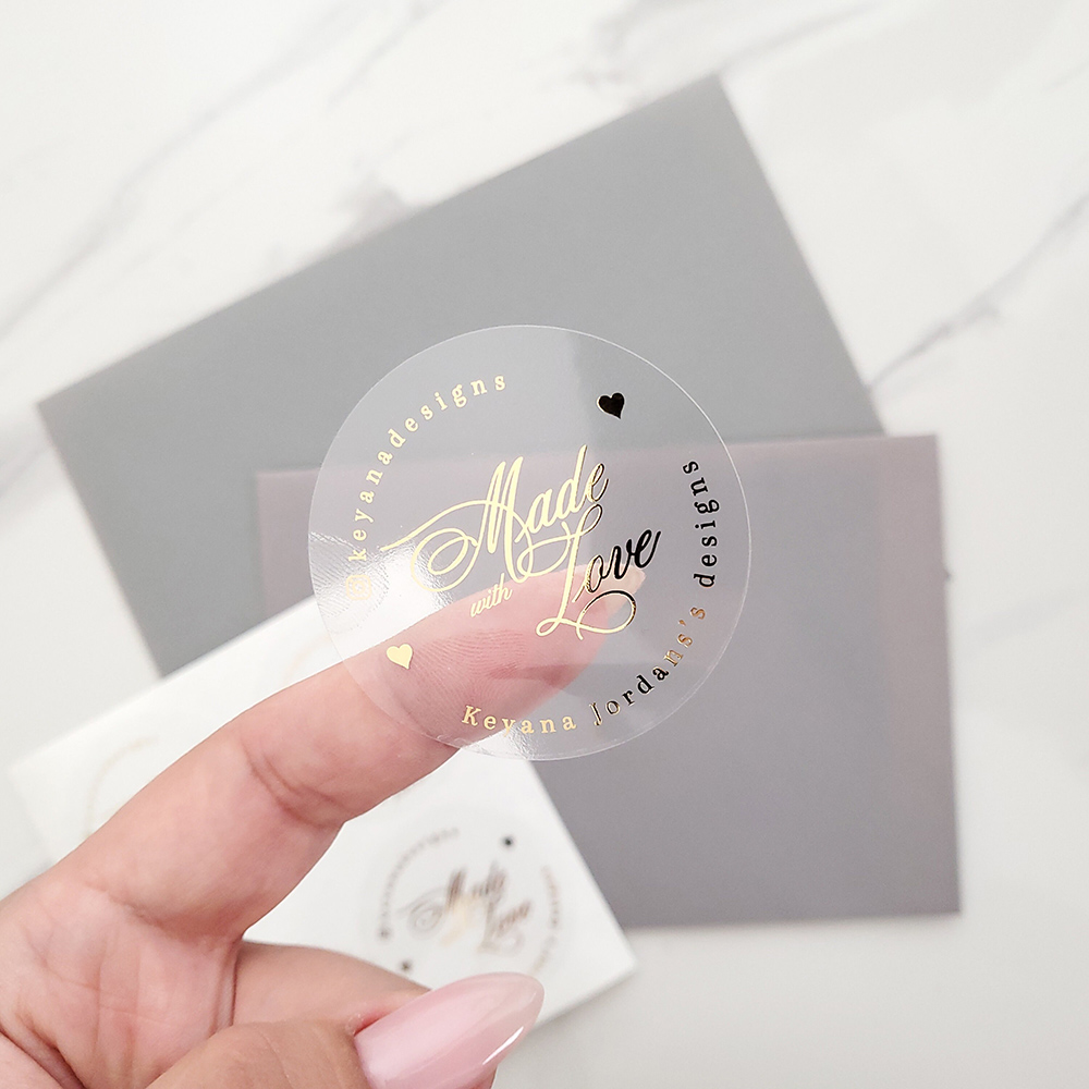 Personalised Candle Label - Benutzerdefinierte 50 Stück runde Goldfolie klare
