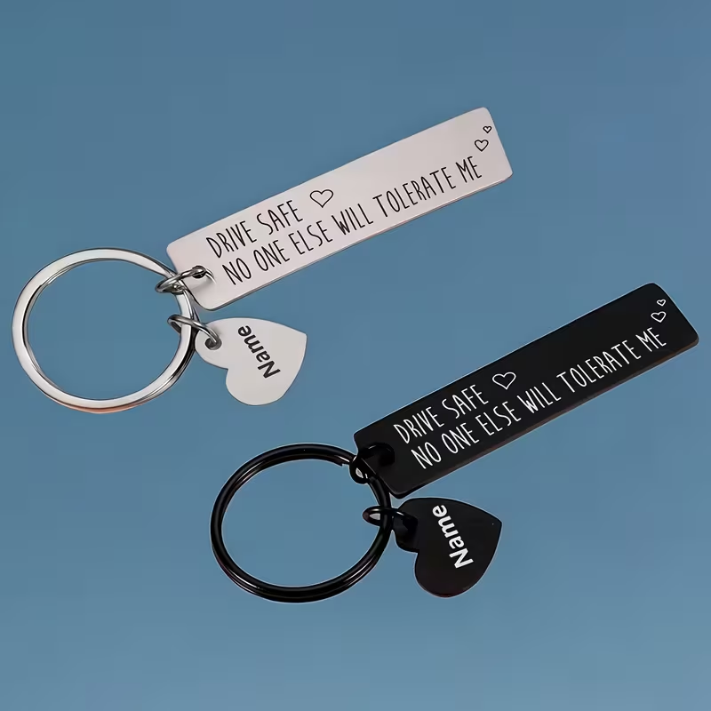 Initial Ring Custom - Personalisierter Lasergravierter Namens-Buchstaben-Anhänger Schlüsselanhänger Edelstahl Individueller