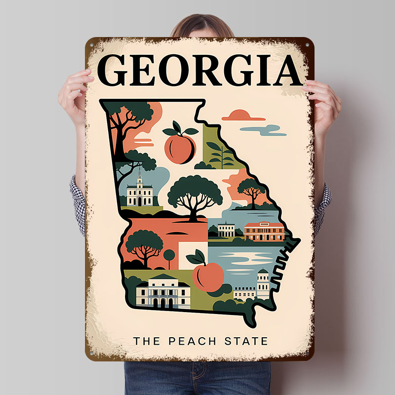 Georgia: Der Peach State, illu – Custom Map Poster Bewertung und Preis